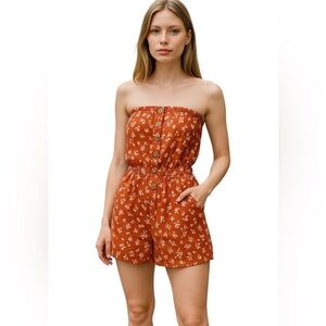 New Look Orange Ditsy Floral  Playsuit